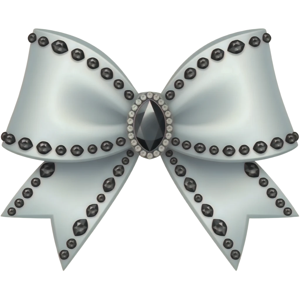 Generate a little white bow with gems with black gems emoji