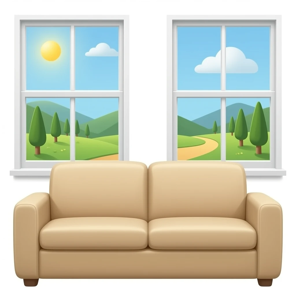 there is a sofa between two windows emoji