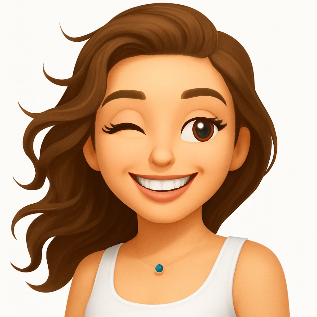turn the second man in emoji style of the 1st image, match the facial features and match dressing style of the 2nd image, she is in whte tank top emoji