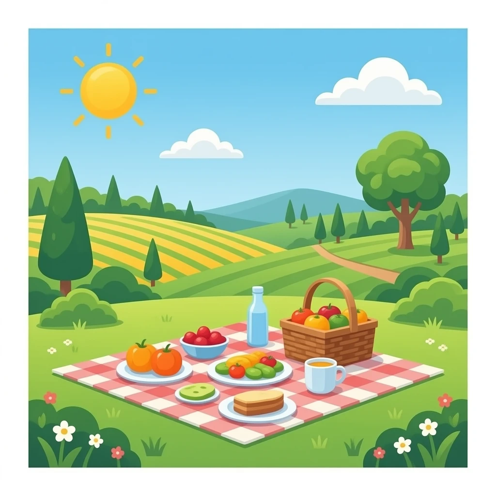outdoor picnic at farm emoji