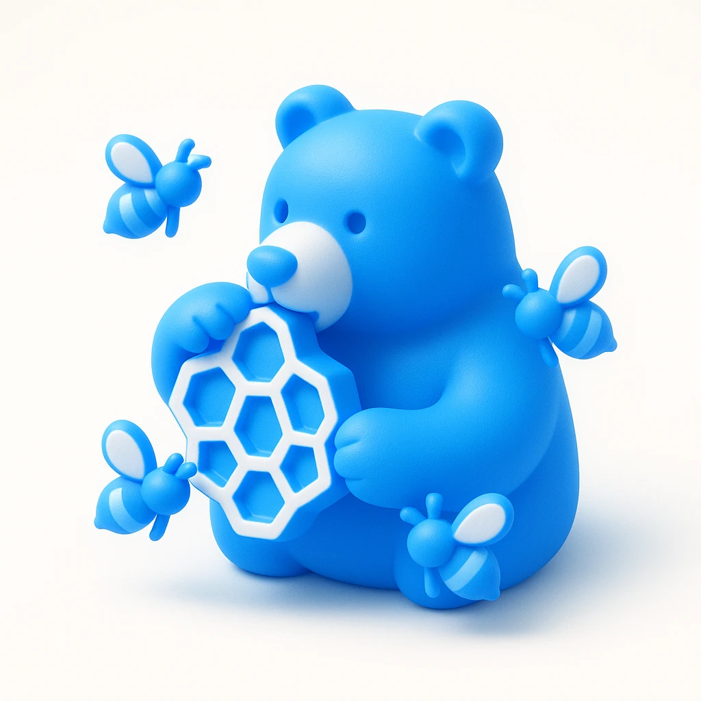 bear eating honeycomb with bees flying around emoji