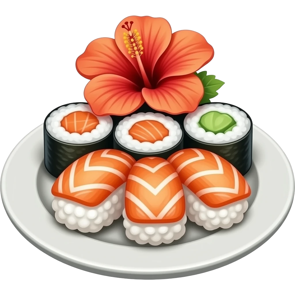 Sushi platter with flower on it emoji