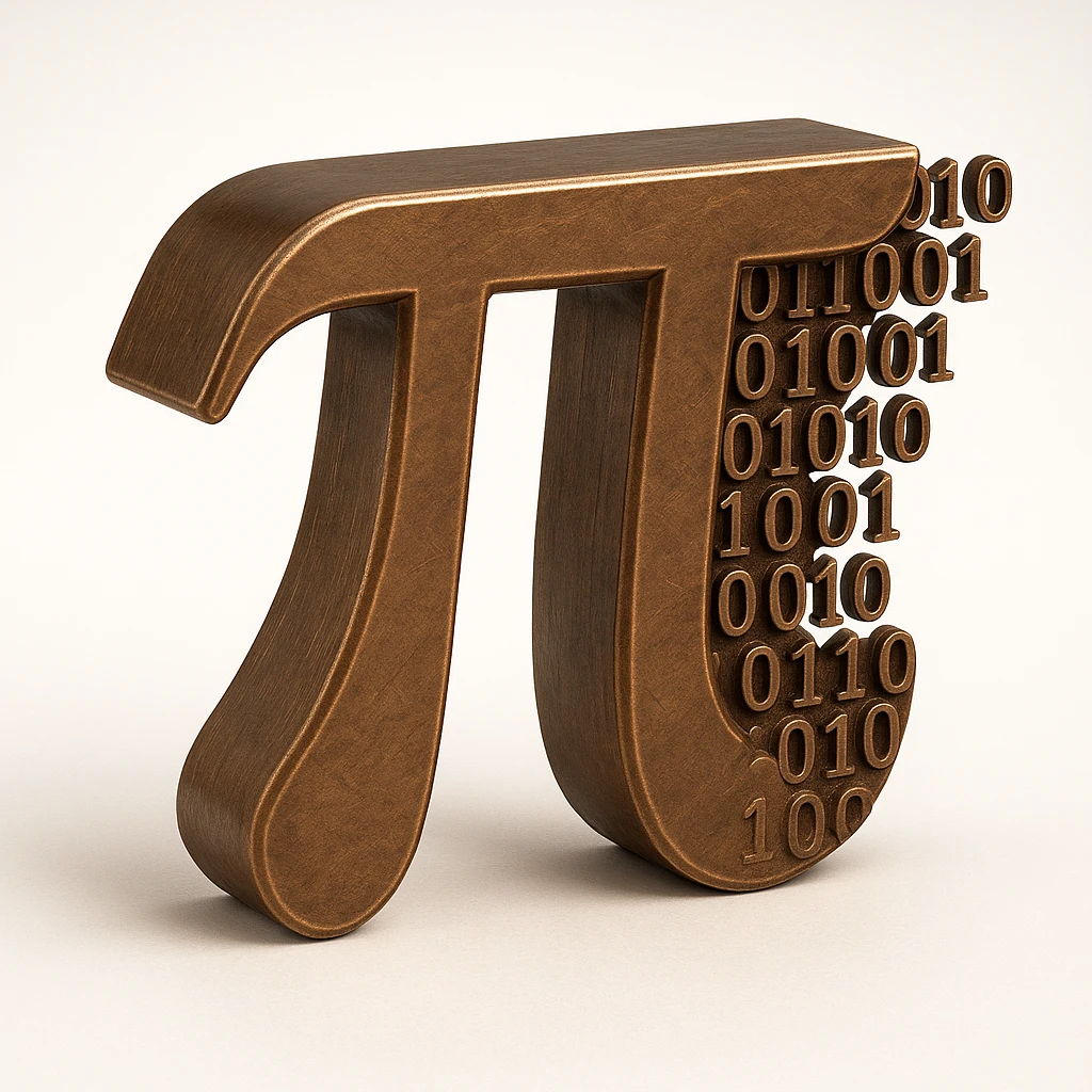  combine the π (pi) math symbol, binary code emerging from it. emoji
