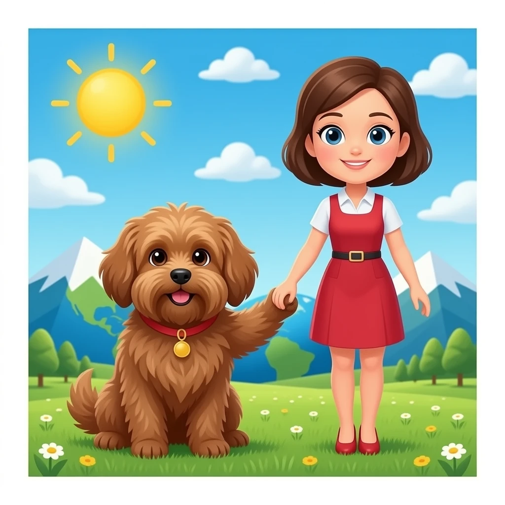 갈색 말티즈랑 예븐여자랑 지구랑 셋이 손잡고 있는거 emoji