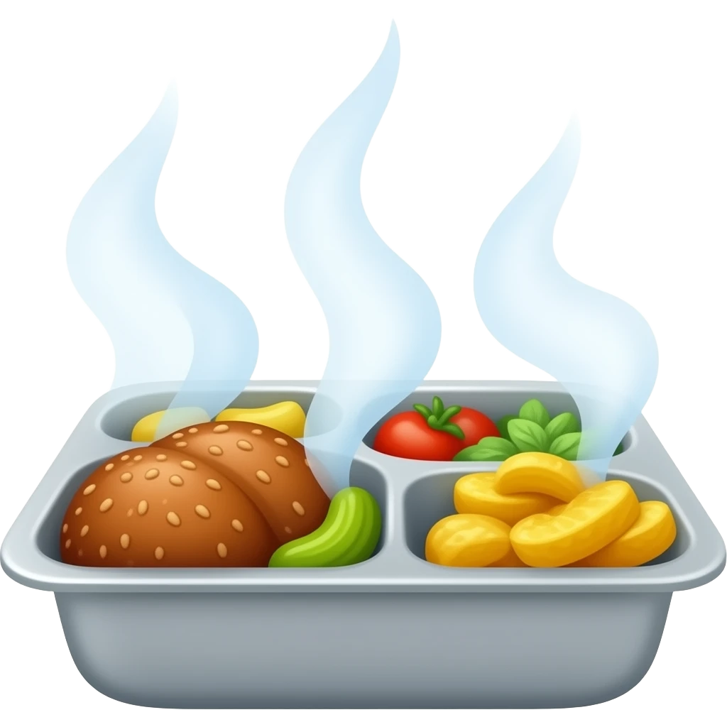 food tray with steam emoji