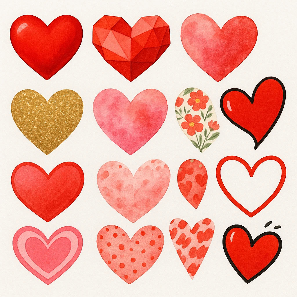 show more heart style emoji