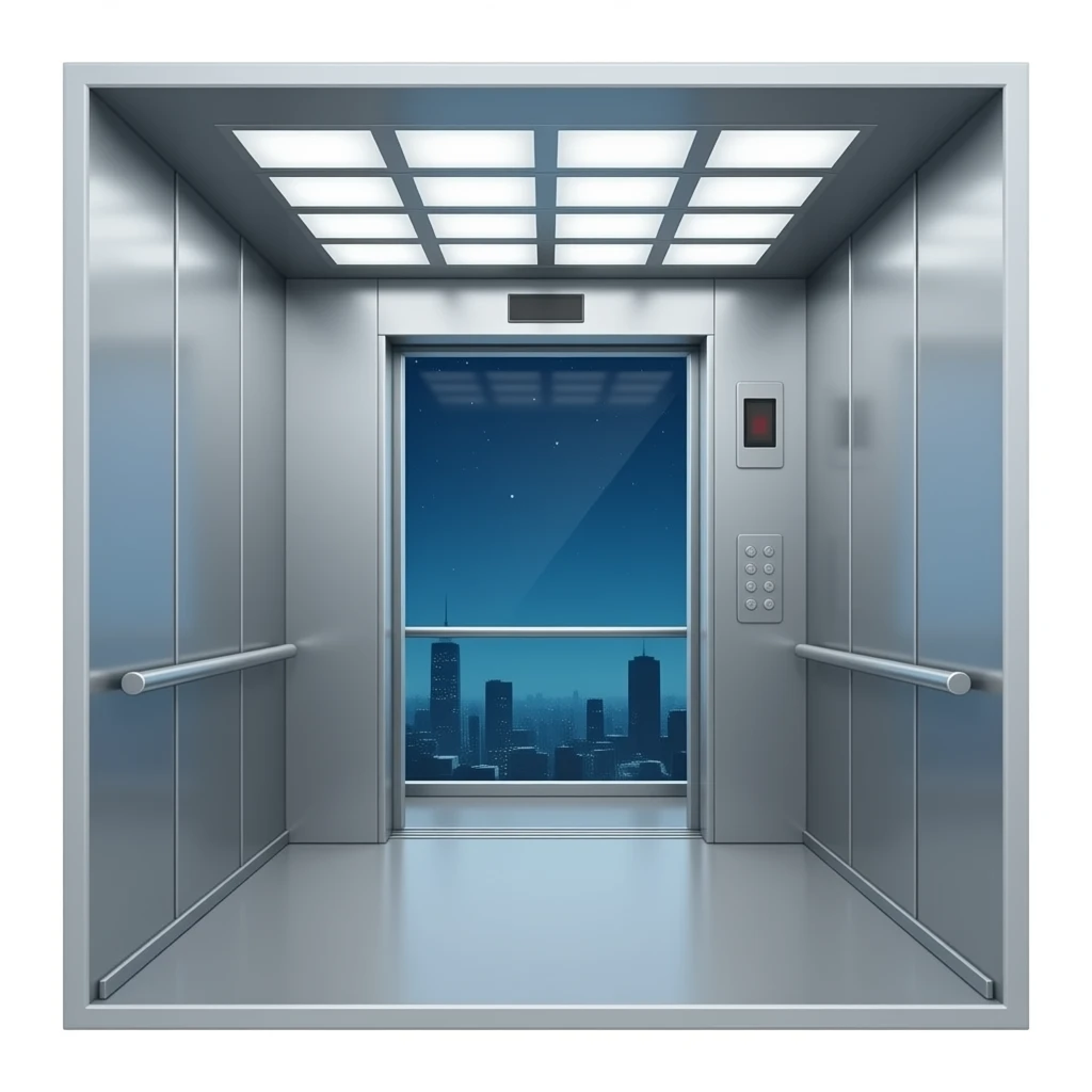 big elevator for only 25 people opened emoji