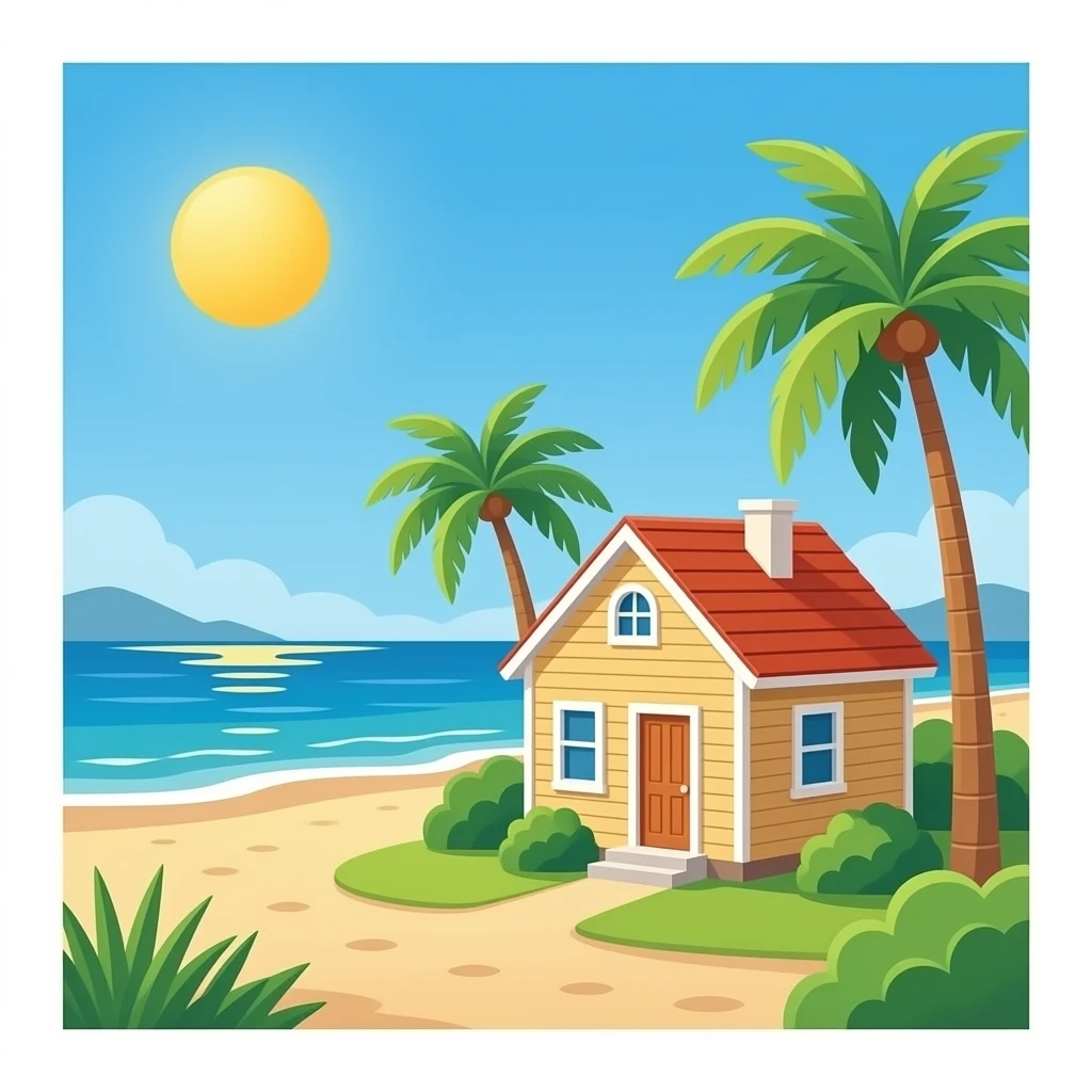 beach house near ocean emoji