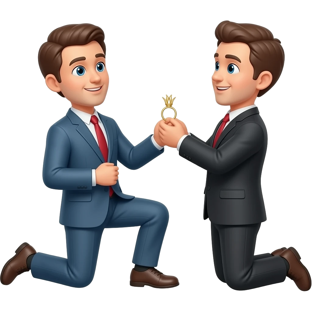 Мужчина делает предложение выйти замуж С кольцом emoji