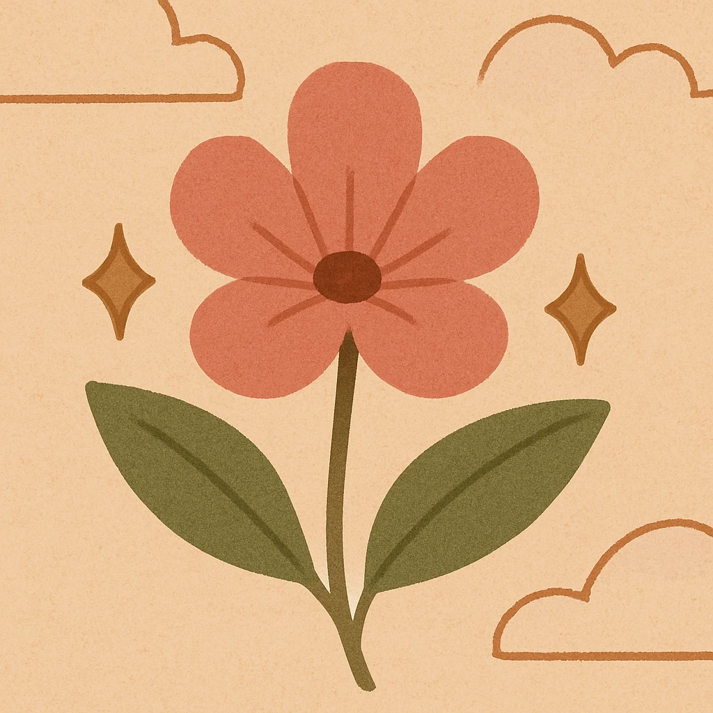 a modern and minimal pink flower with diamonds, clean lines, simple and stylish emoji