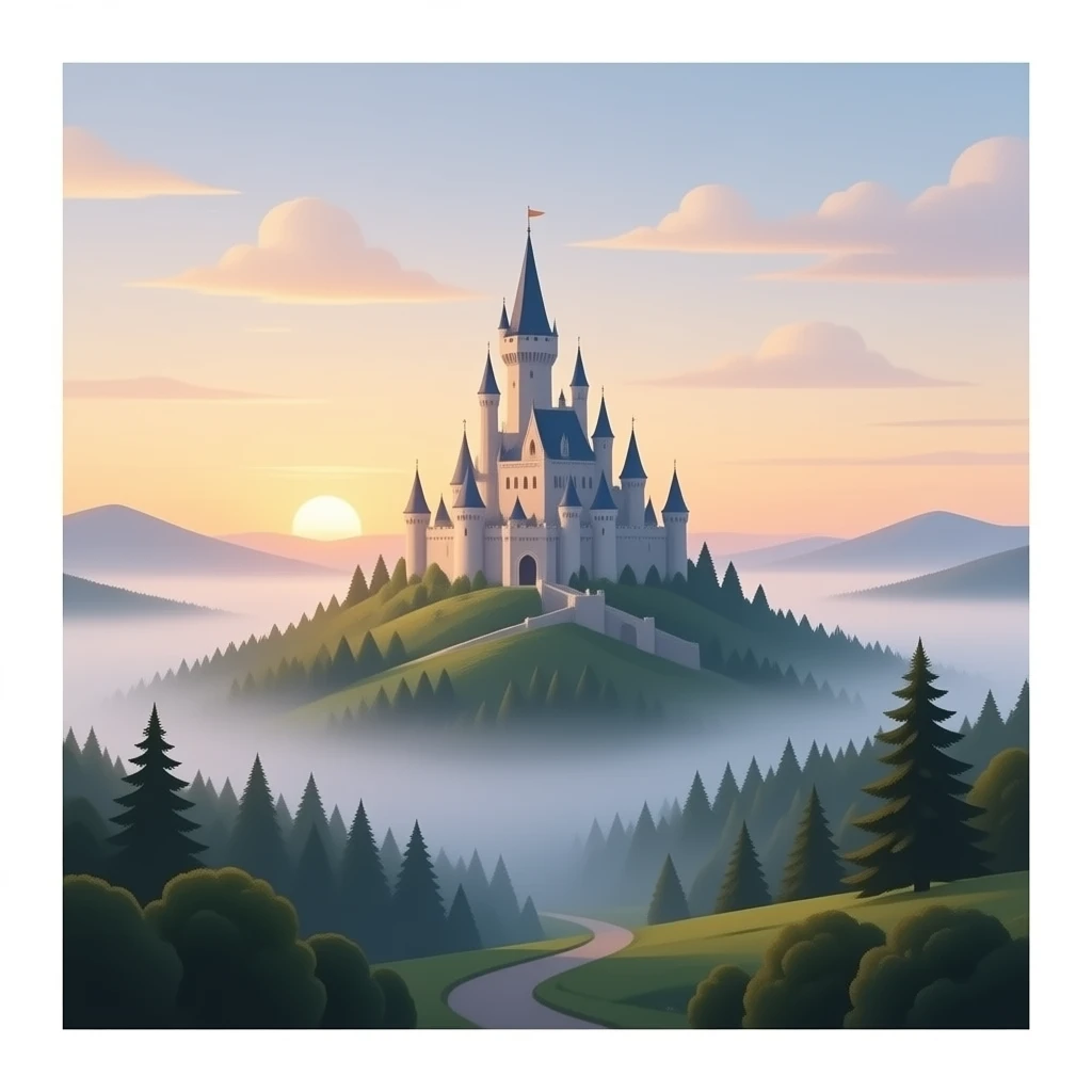 Generate out of existing emojis an epic view to a castle far away emoji