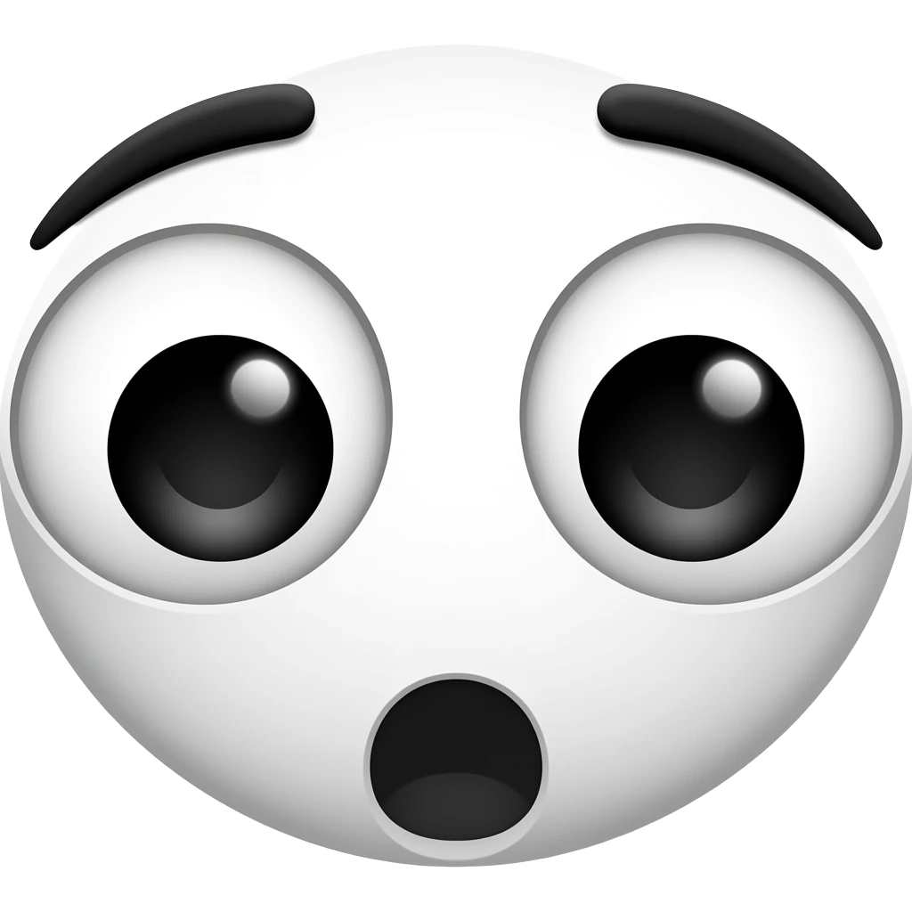 惊讶的表情动画，黑白色，主体只有眼睛 emoji