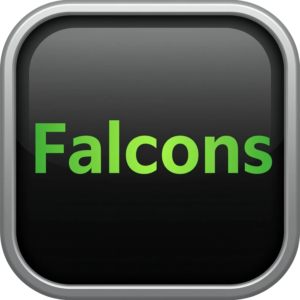 сделай зеленую надпись на черном фоне где будет написано "Falcons" emoji