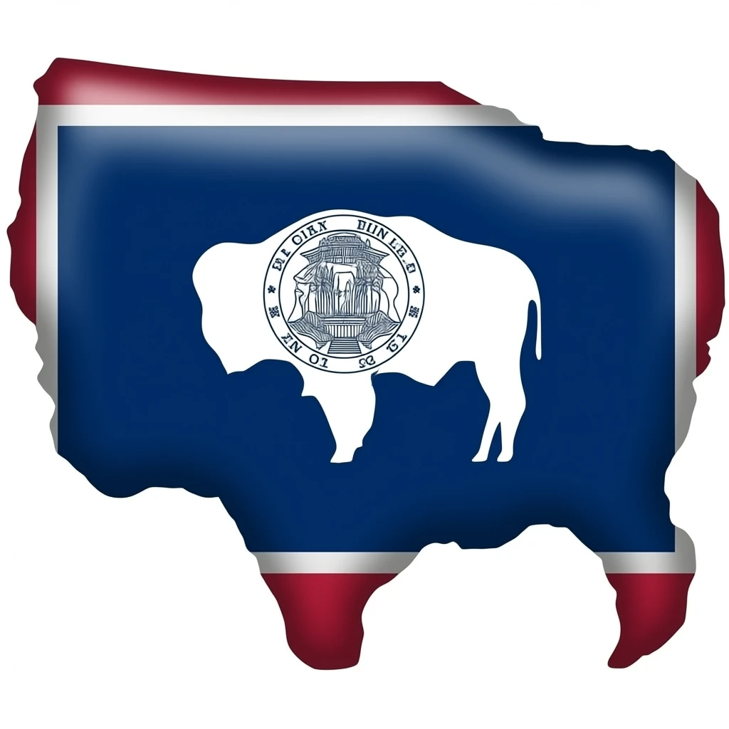 outline of wyoming with its flag on it emoji