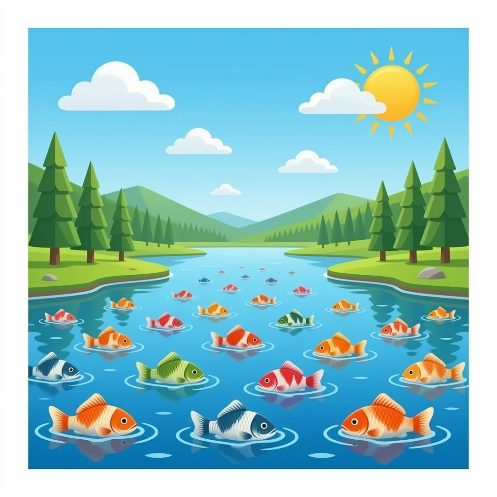 lots of carp fish in a lake emoji