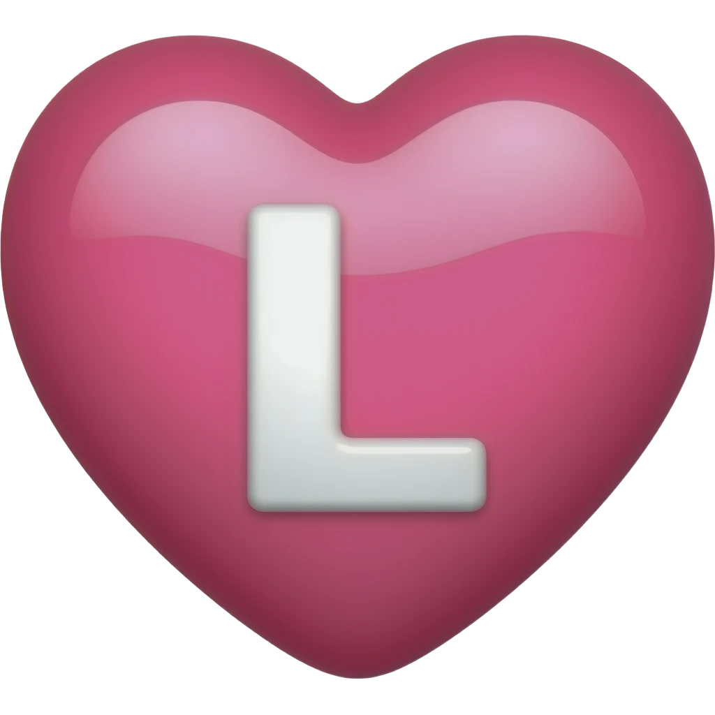 baby pink heart w a L in the middle emoji