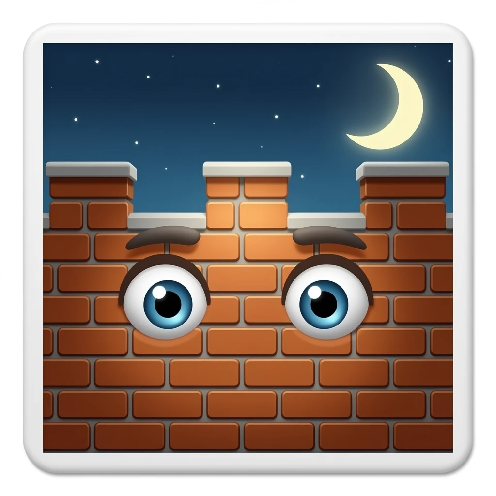 night brick wall with eyes emoji