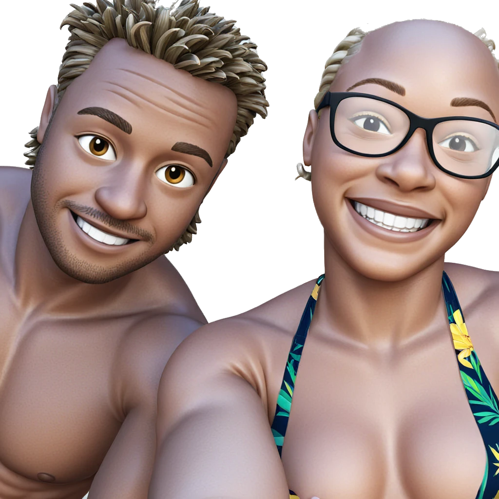 smiling couple in swimwear emoji