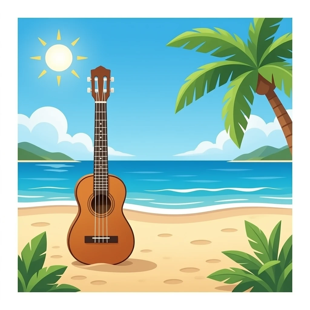 beach ukulele emoji