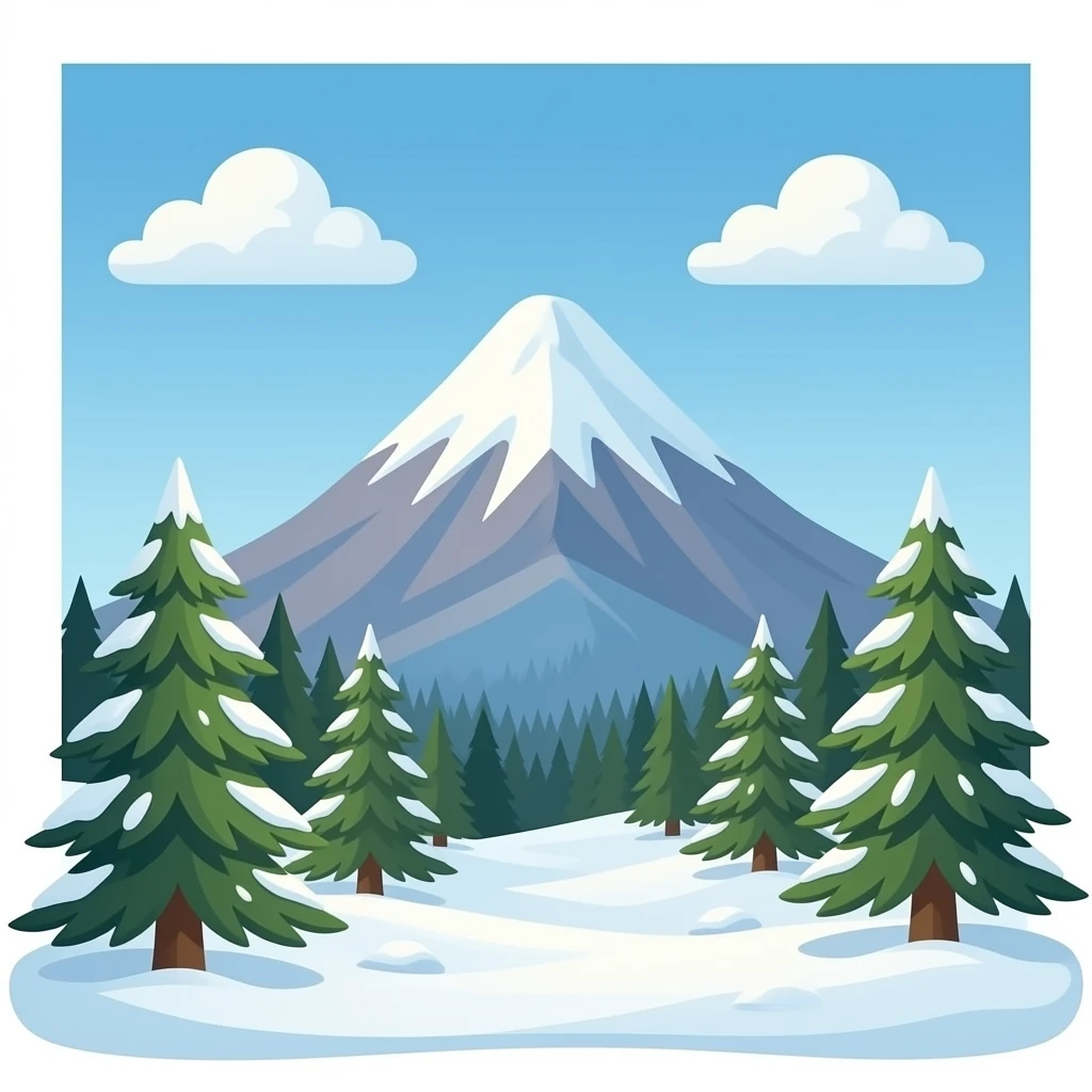 Mountain peak with snow no background emoji
