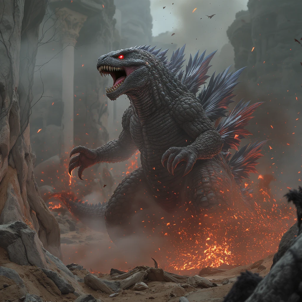godzilla attackig ny emoji