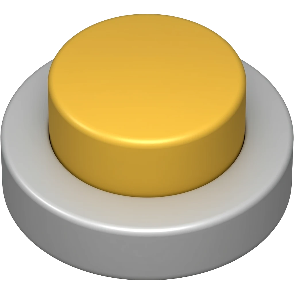 3D isometric round yellow push button with round gray base emoji