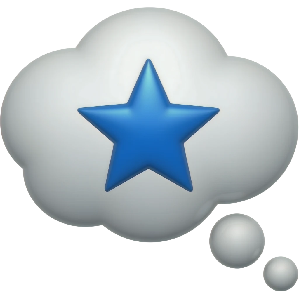 thinking bubble with blue star emoji