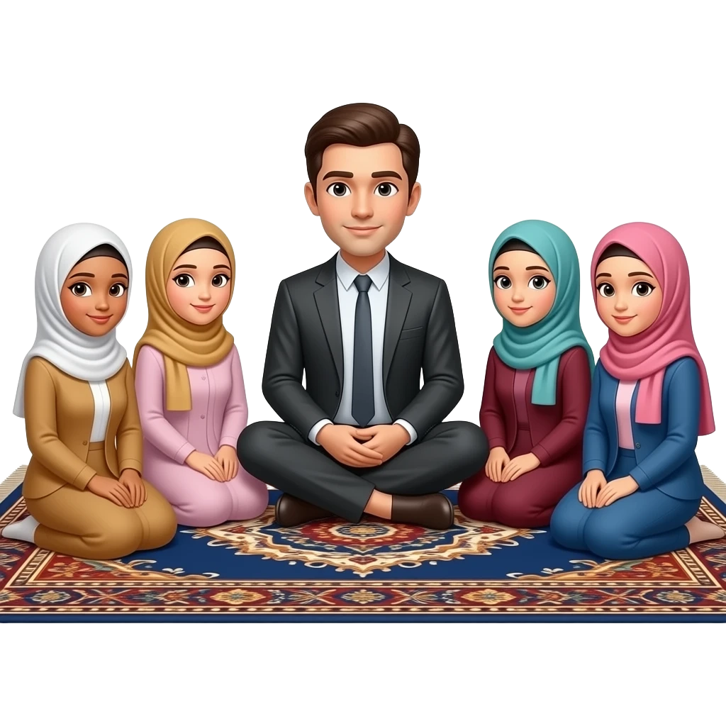 hijabi girls sitting with their teacher on carpet emoji