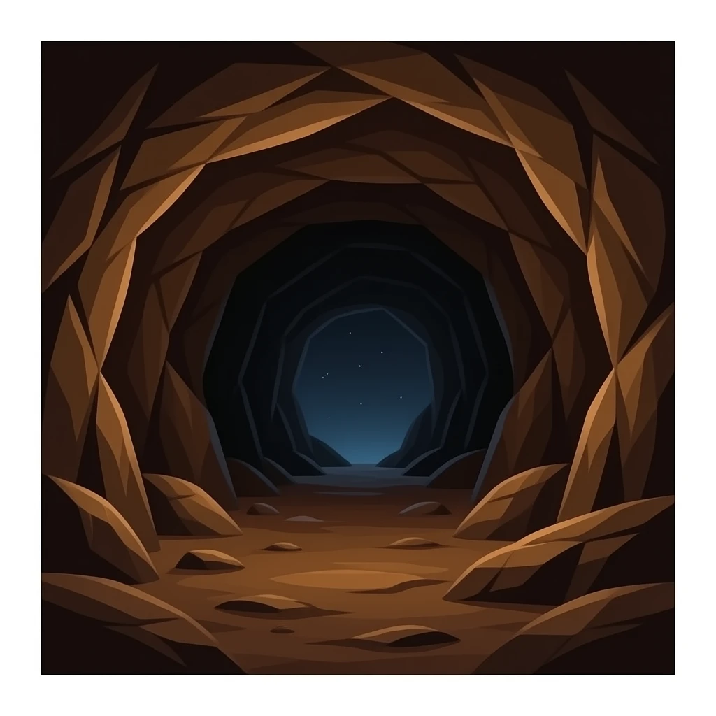 Inside a dark, primitive brown rock cave. Very dim light. Empty, rough texture, ancient feel. No modern elements. emoji