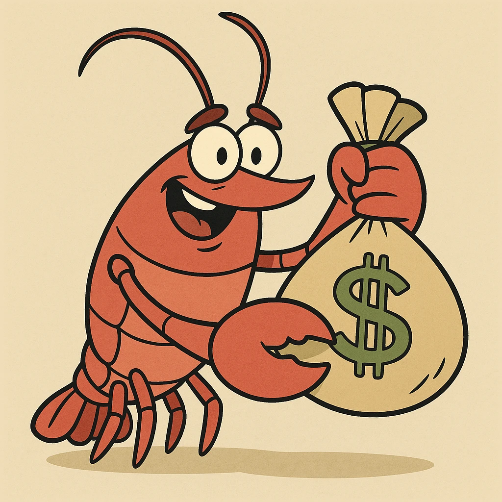 lobster holding a bag of money emoji