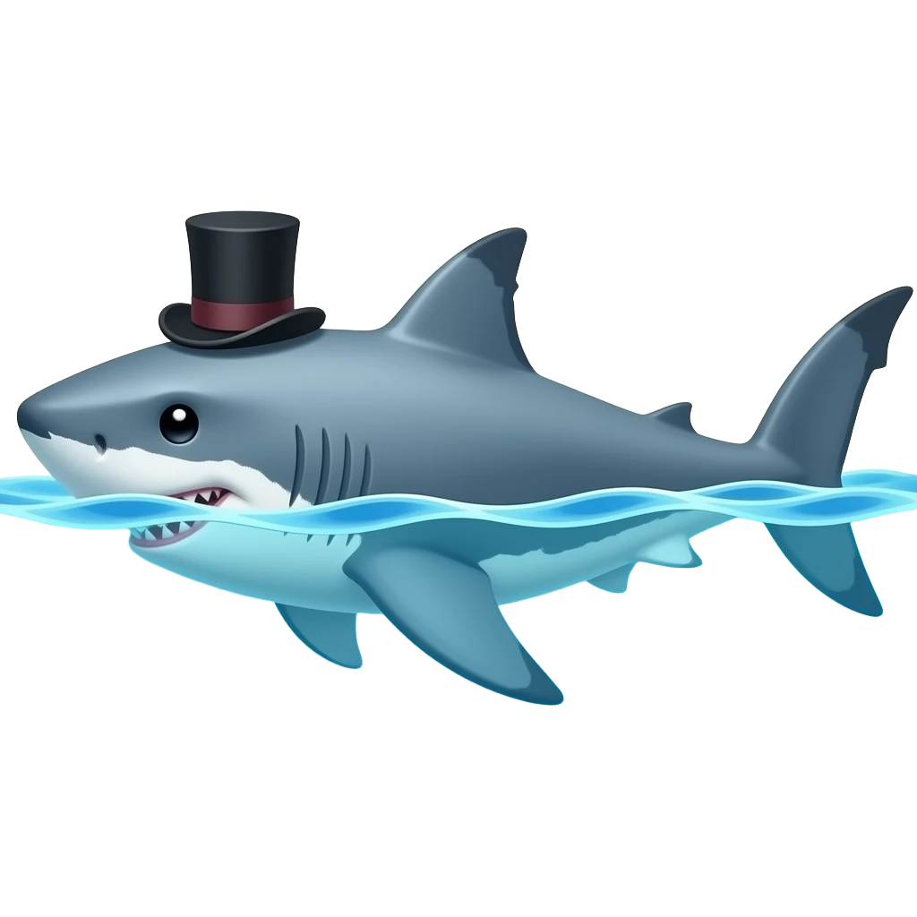 Shark with a top hat emoji