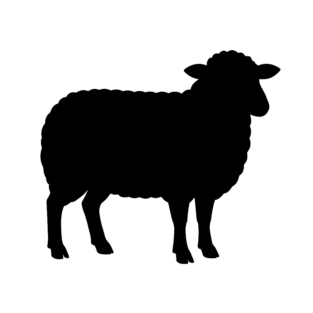 Sheep black silhouette white background emoji