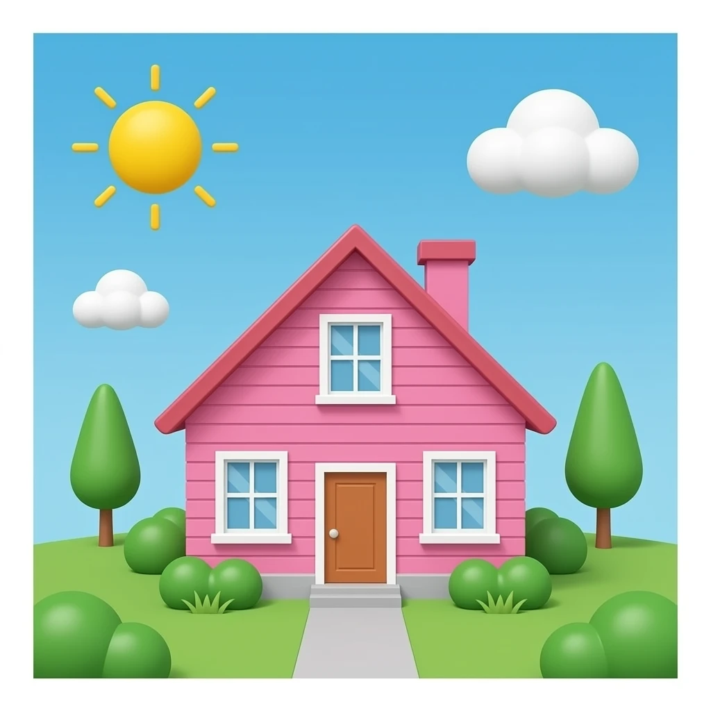 pink house emoji