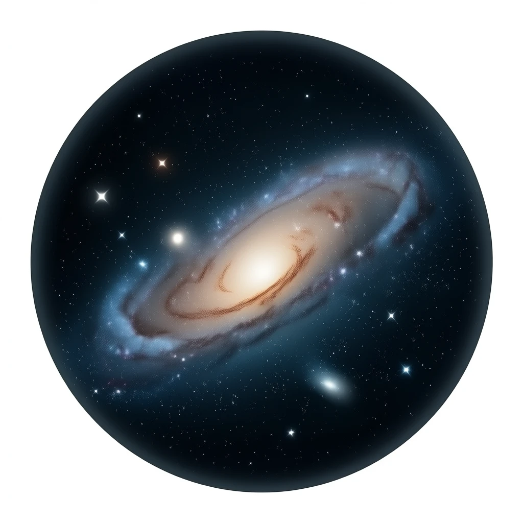 milky way galaxy viewed from top-down showing the arms of each spiral. The image is circular in shape emoji