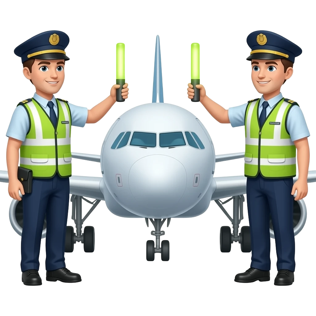 The glowing sticks used by airport ground crew to guide airplanes after landing emoji