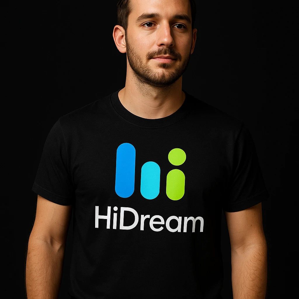 man wearing tshirt with this logo, dark background  emoji