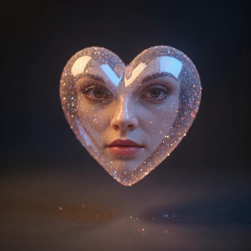 Remove the background, keep the photorealistic holographic heart with sparkles and iridescent shine, make background transparent. emoji