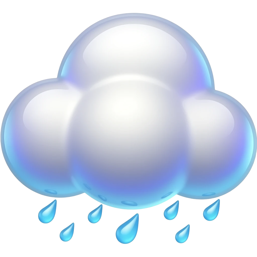 Create high-quality glossy emojis with a vibrant modern style.Make the emojis look premium, shiny, and eye-catching with bright highlights, smooth gradients, soft reflections, and glowing details. rain emoji emoji