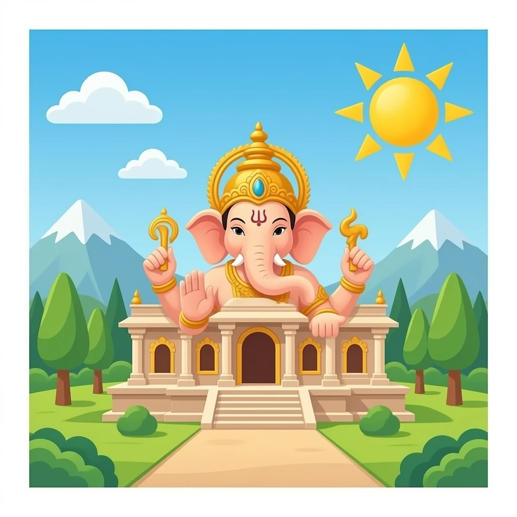 Decorative vertical line with ganesh  temple emoji