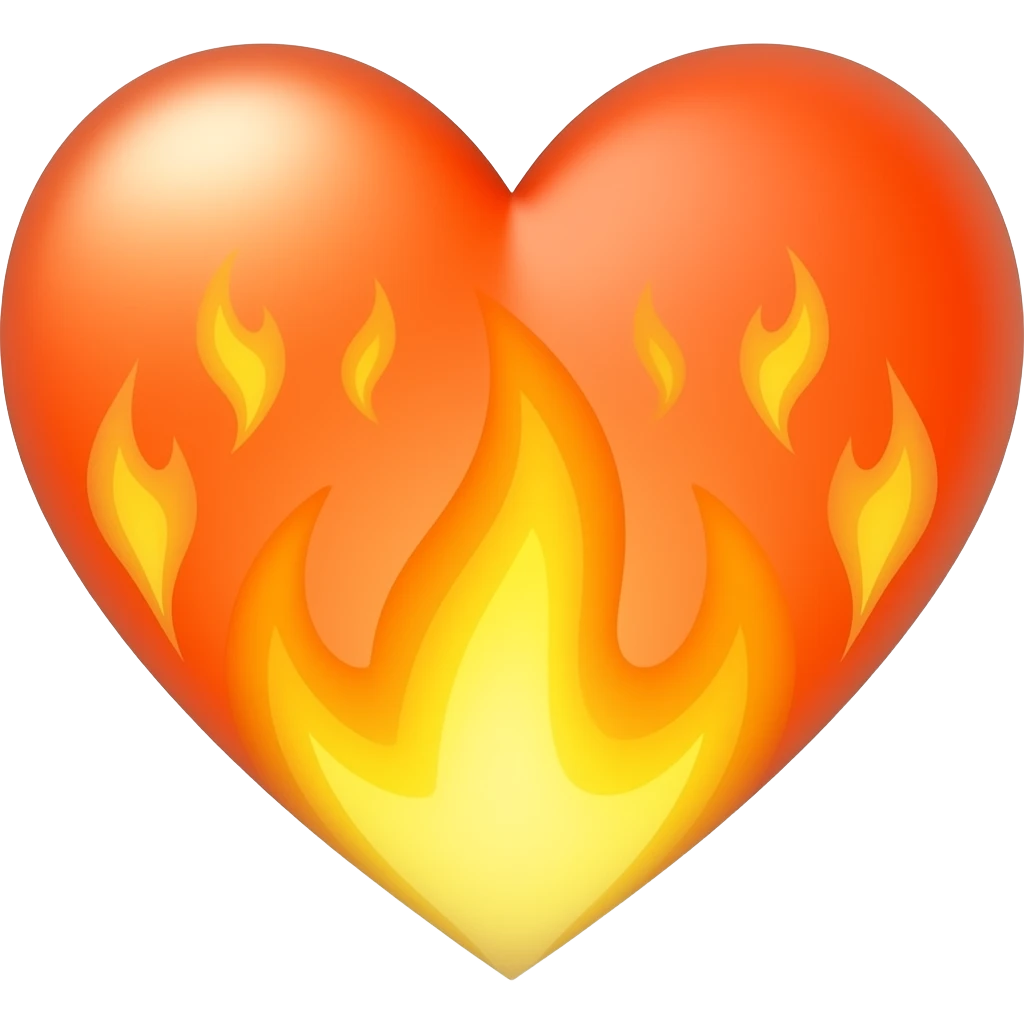 Orange heart with fire emoji emoji