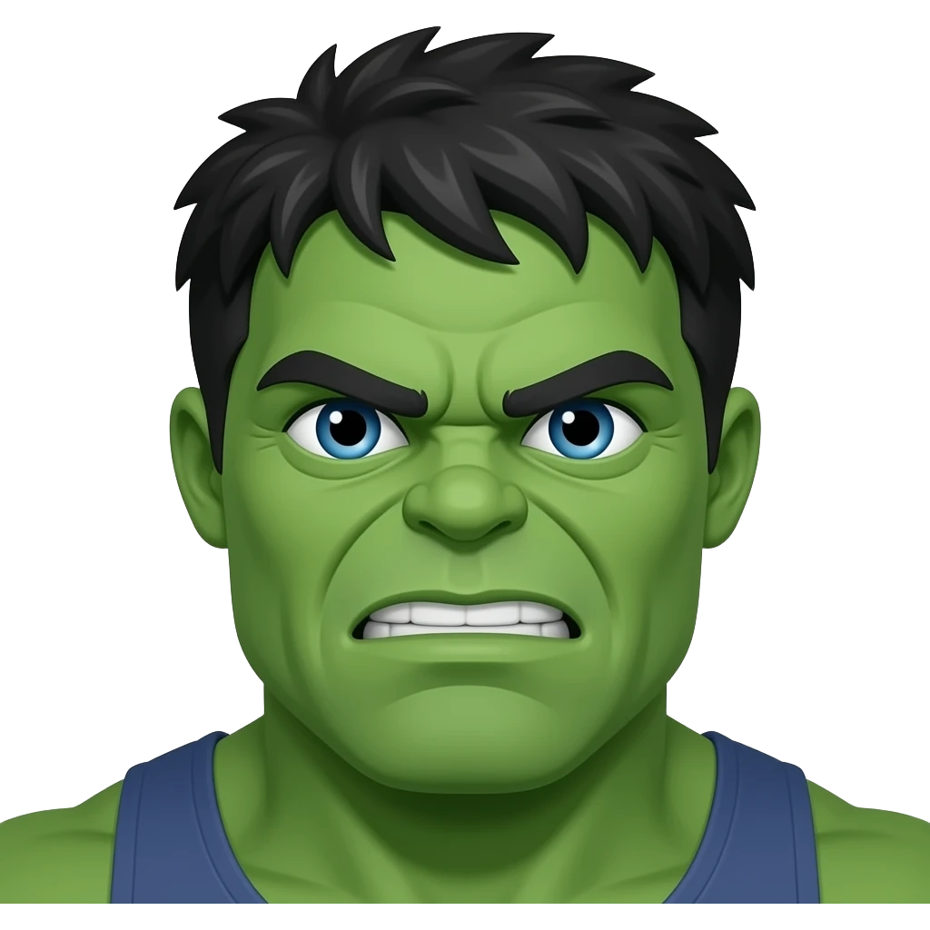 Hulk with his eyes the the opposite side of his head emoji