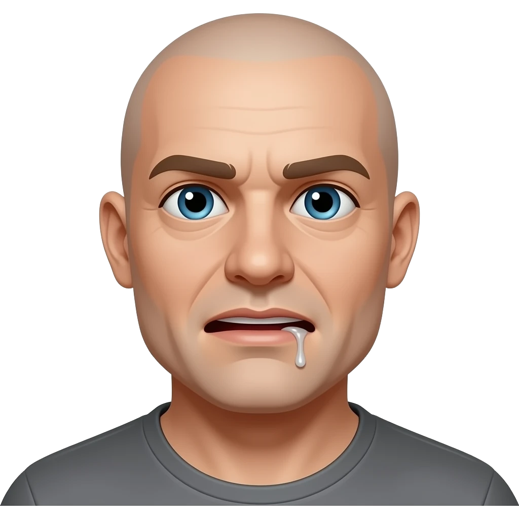 Completely Bald man drooling mouth emoji