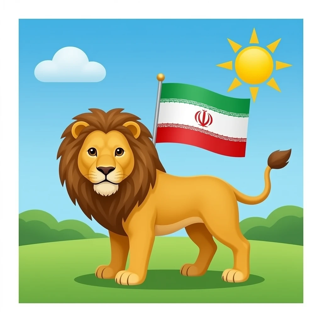 ایموجی شیر و خورشید برام بساز رو پرچم ایران بدون الله emoji