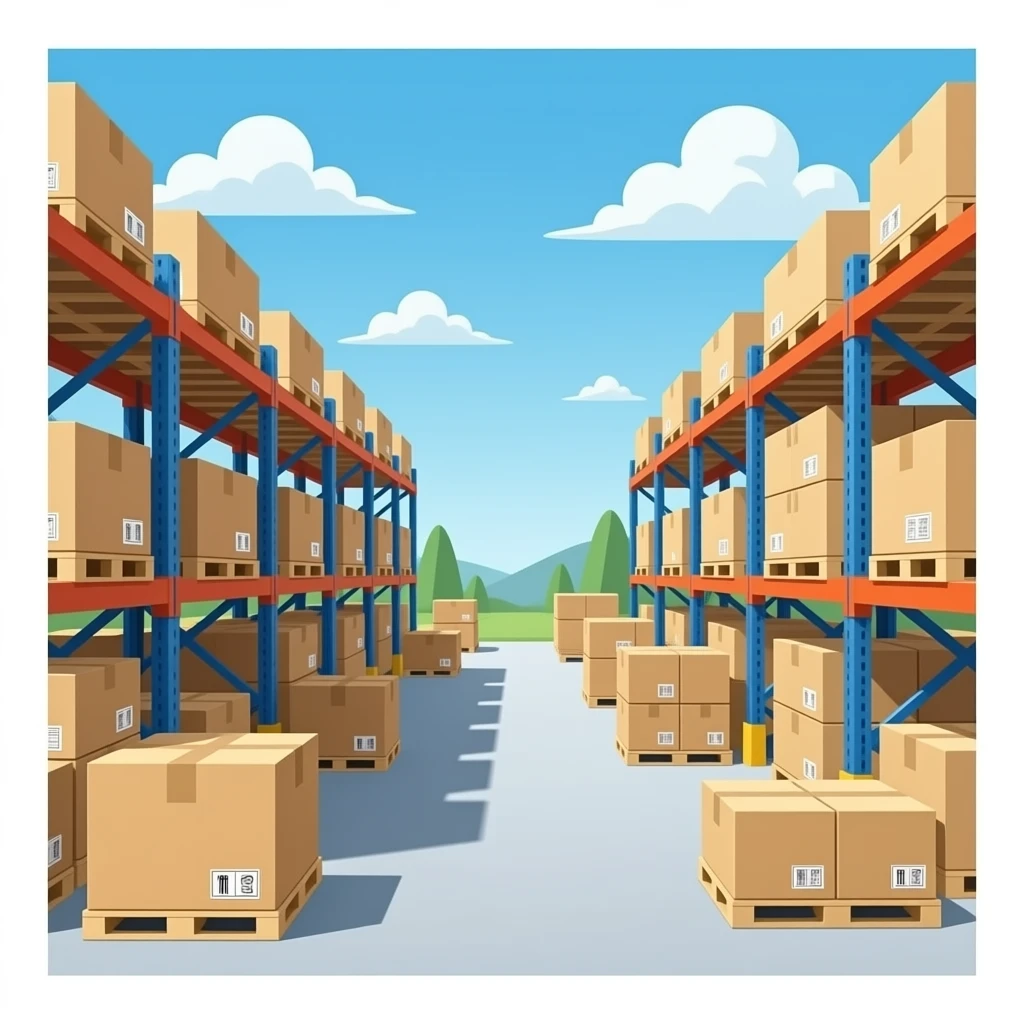 Warehouse boxes with raw materials emoji