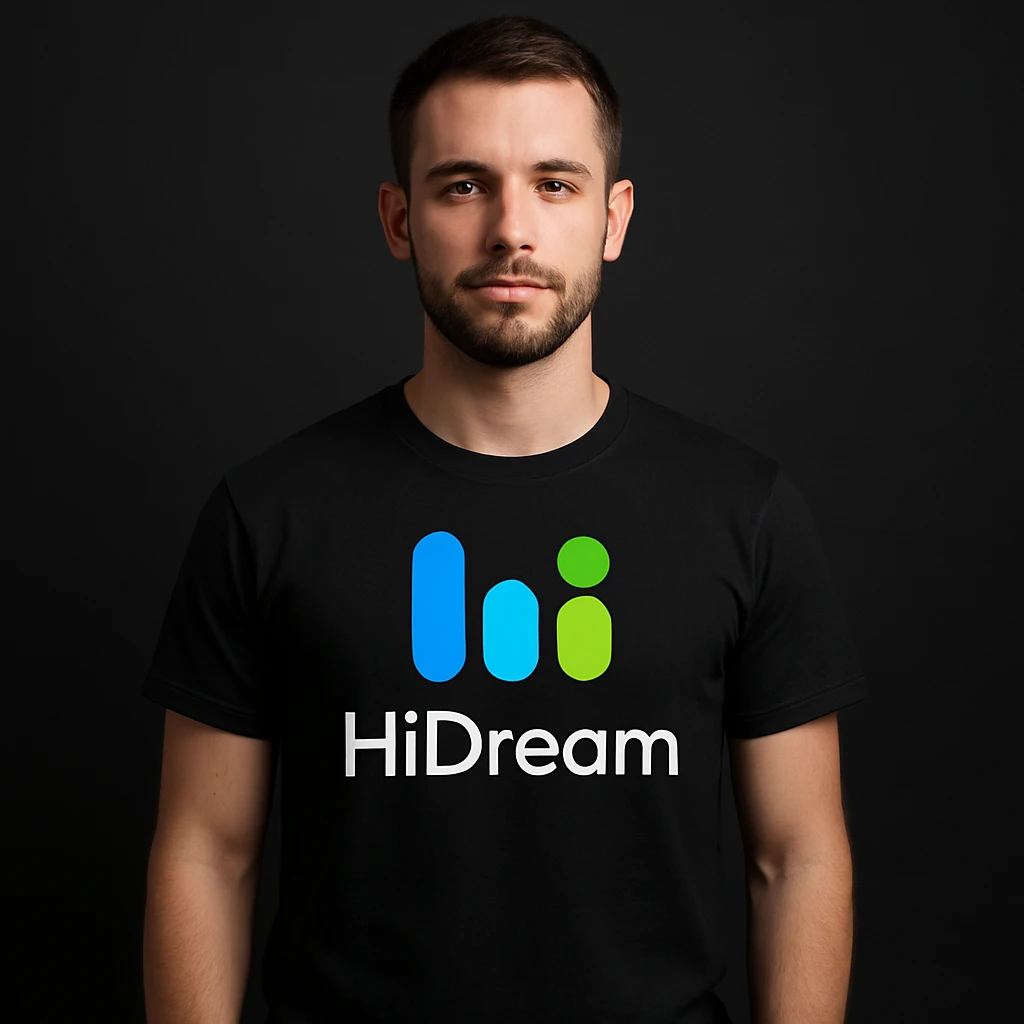 man wearing tshirt with this logo, dark background  emoji