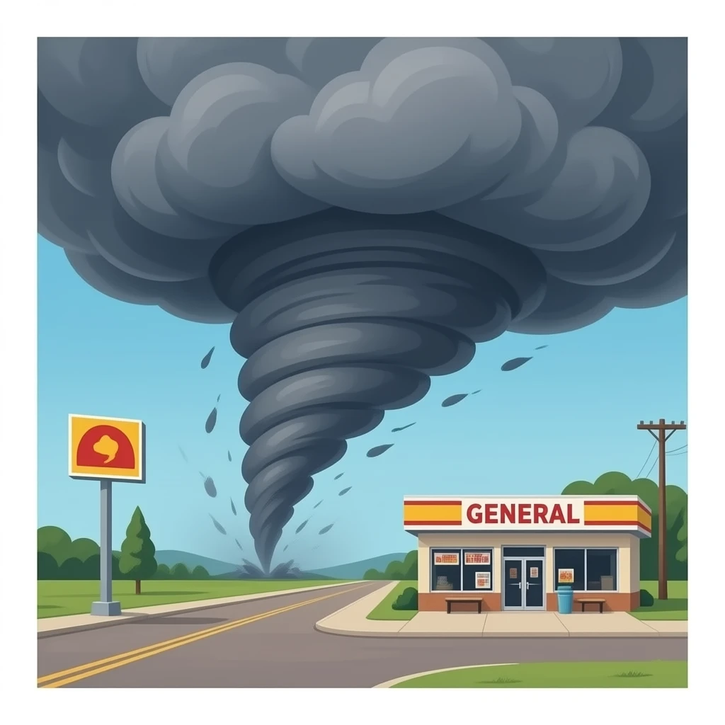 Tornado in U.S. by the Store emoji