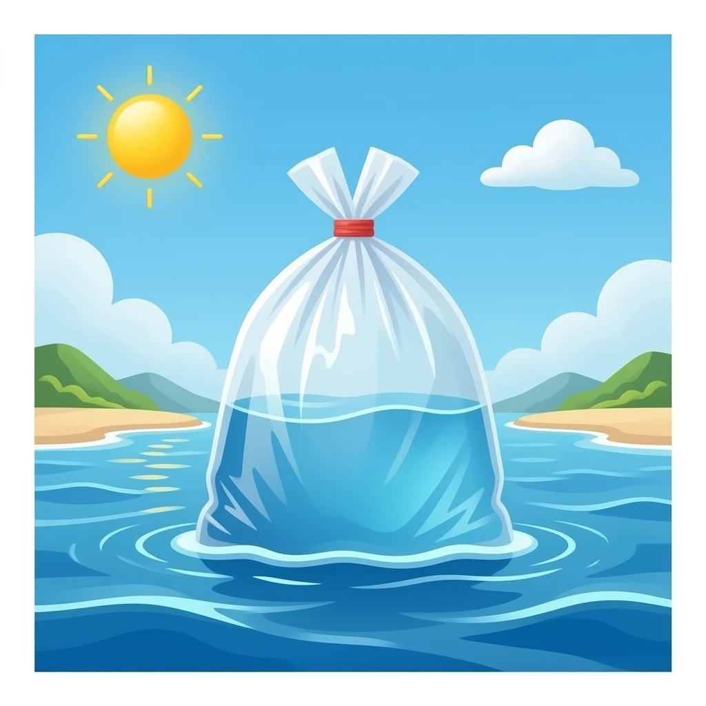 plastic bag in the ocean emoji