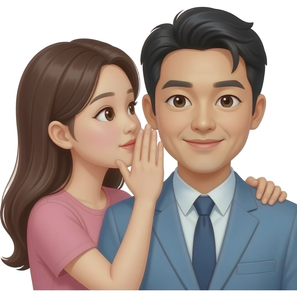 A Korean woman whispering to a Korean man emoji