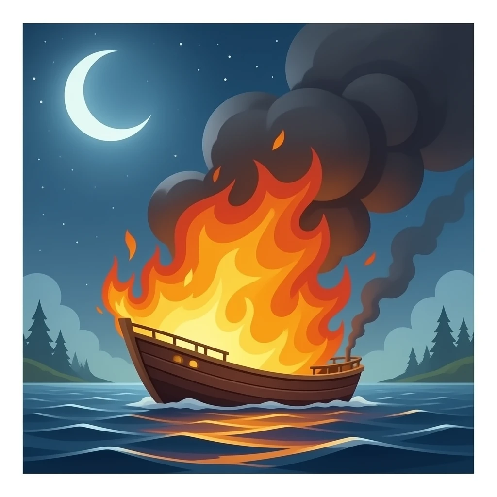 butning ship emoji