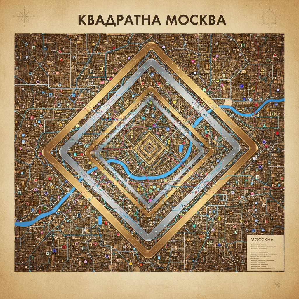 Карта квадратной Москвы, в которой вместо 3 колец - 3 больших квадрата

И станции метро раскиданы emoji